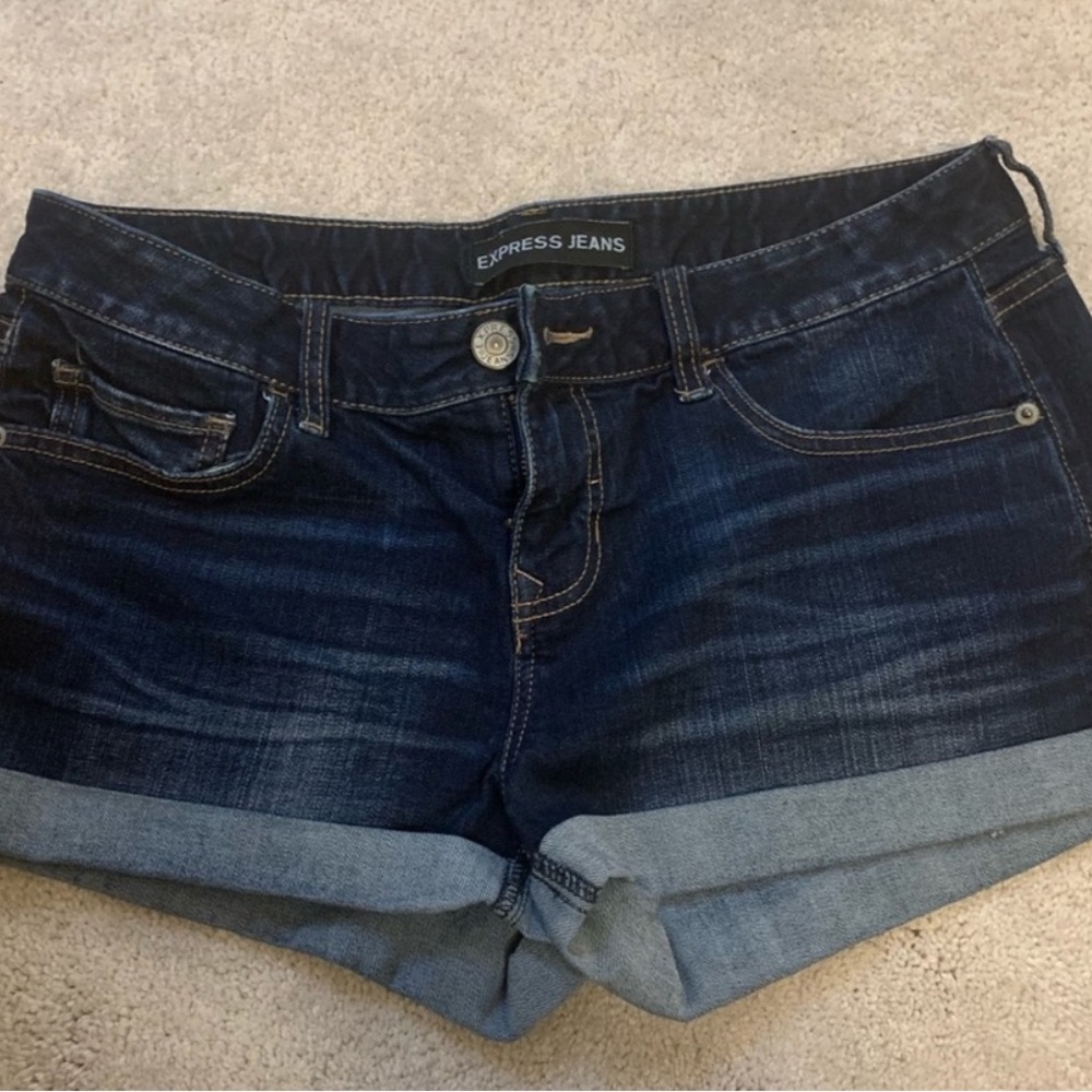 Express Dark Denim Indigo Jean Shorts